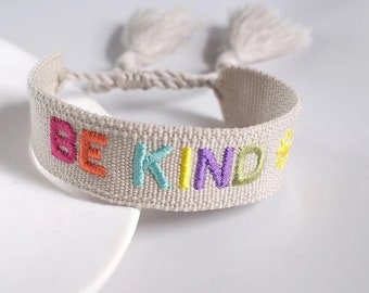 BE KIND, BESTIES, Dream, Lucky Embroidered Tassel Bracelet, Girl's Accessories, Bracelet,  Friendship Bracelet, Gift