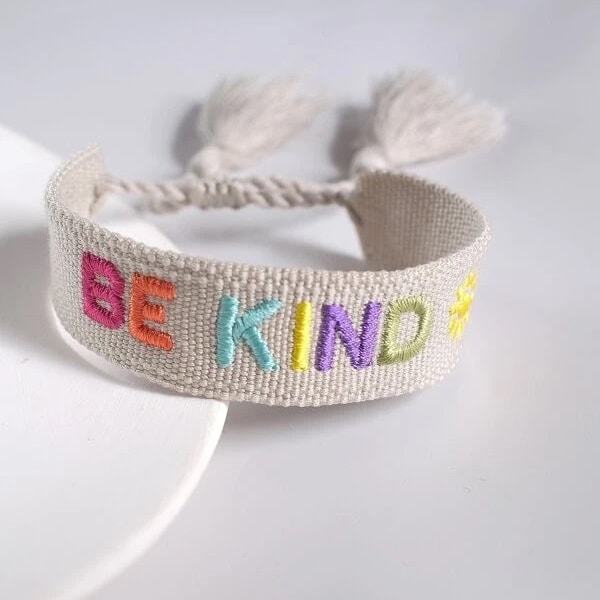 BE KIND, BESTIES, Dream, Lucky Embroidered Tassel Bracelet, Girl's Accessories, Bracelet,  Friendship Bracelet, Gift