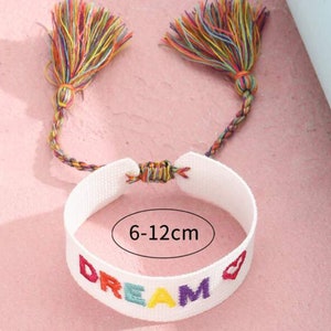 BE KIND, BESTIES, Dream, Lucky Embroidered Tassel Bracelet, Girl's Accessories, Bracelet, Friendship Bracelet, Gift image 7