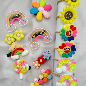 Set of 12 Toddler Hair Accessories, Bows, Hair Pins, Butterfly, Barbie, Floral, Assorted Characters Sunflower Hairband