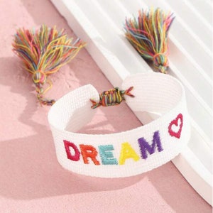 BE KIND, BESTIES, Dream, Lucky Embroidered Tassel Bracelet, Girl's Accessories, Bracelet, Friendship Bracelet, Gift image 6
