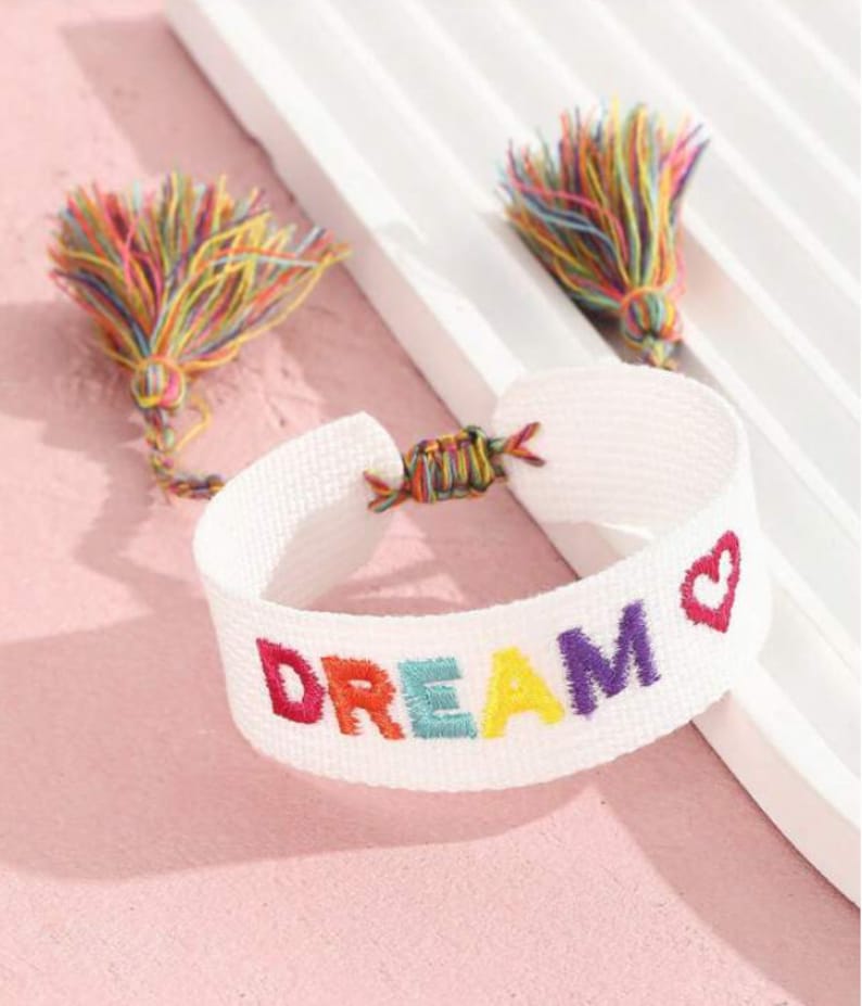 BE KIND, BESTIES, Dream, Lucky Embroidered Tassel Bracelet, Girl's Accessories, Bracelet, Friendship Bracelet, Gift image 6