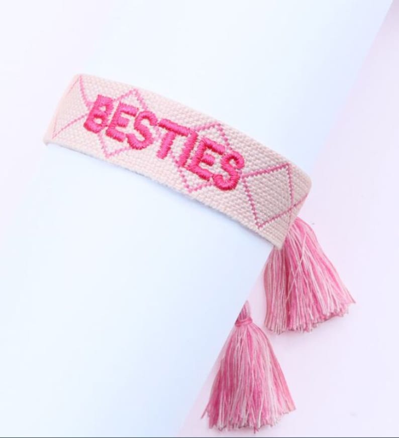 BE KIND, BESTIES, Dream, Lucky Embroidered Tassel Bracelet, Girl's Accessories, Bracelet, Friendship Bracelet, Gift image 3