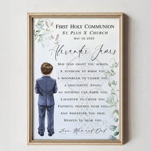 Personalized First Communion Print for Boy, Custom Bible Verse Art (Digital Download or Print)