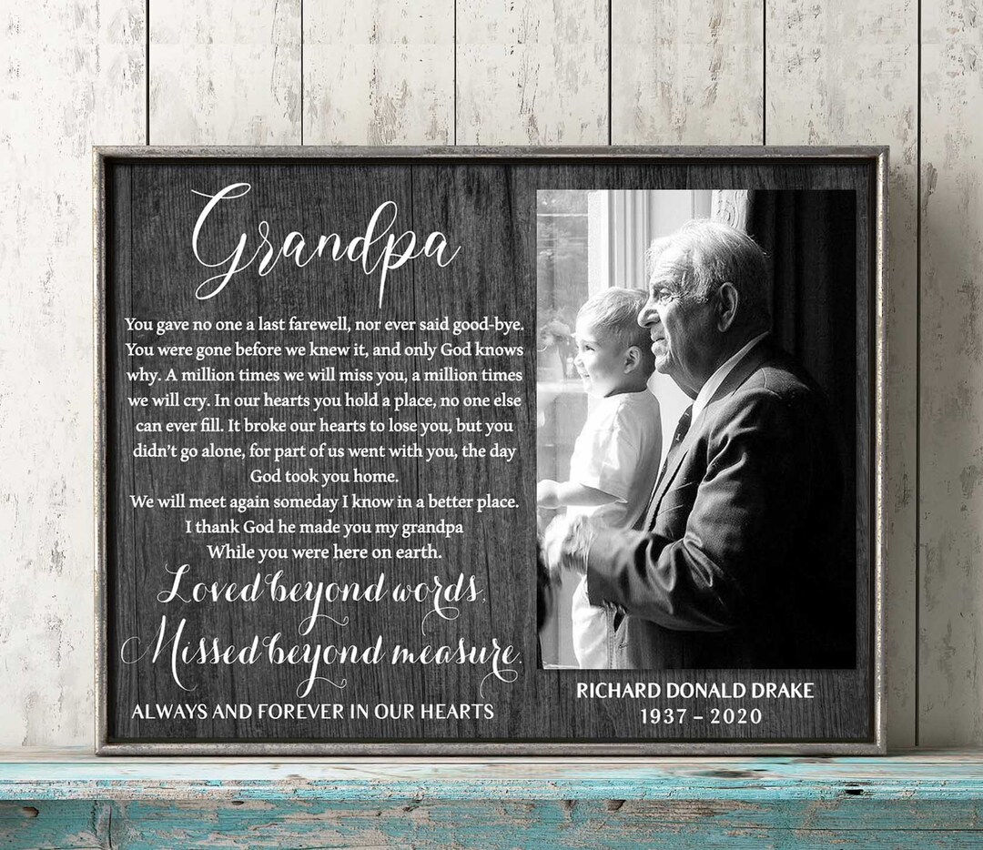 Memorial Gift Loss of Grandpa Personalized Memorial Picture Frame ...