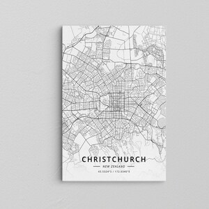 Christchurch Reise Poster / Christchurch Stadt Karte Leinwand / Die Südinsel Neuseelands / Beliebte Wanddekoration / Extra große Leinwand / AV49