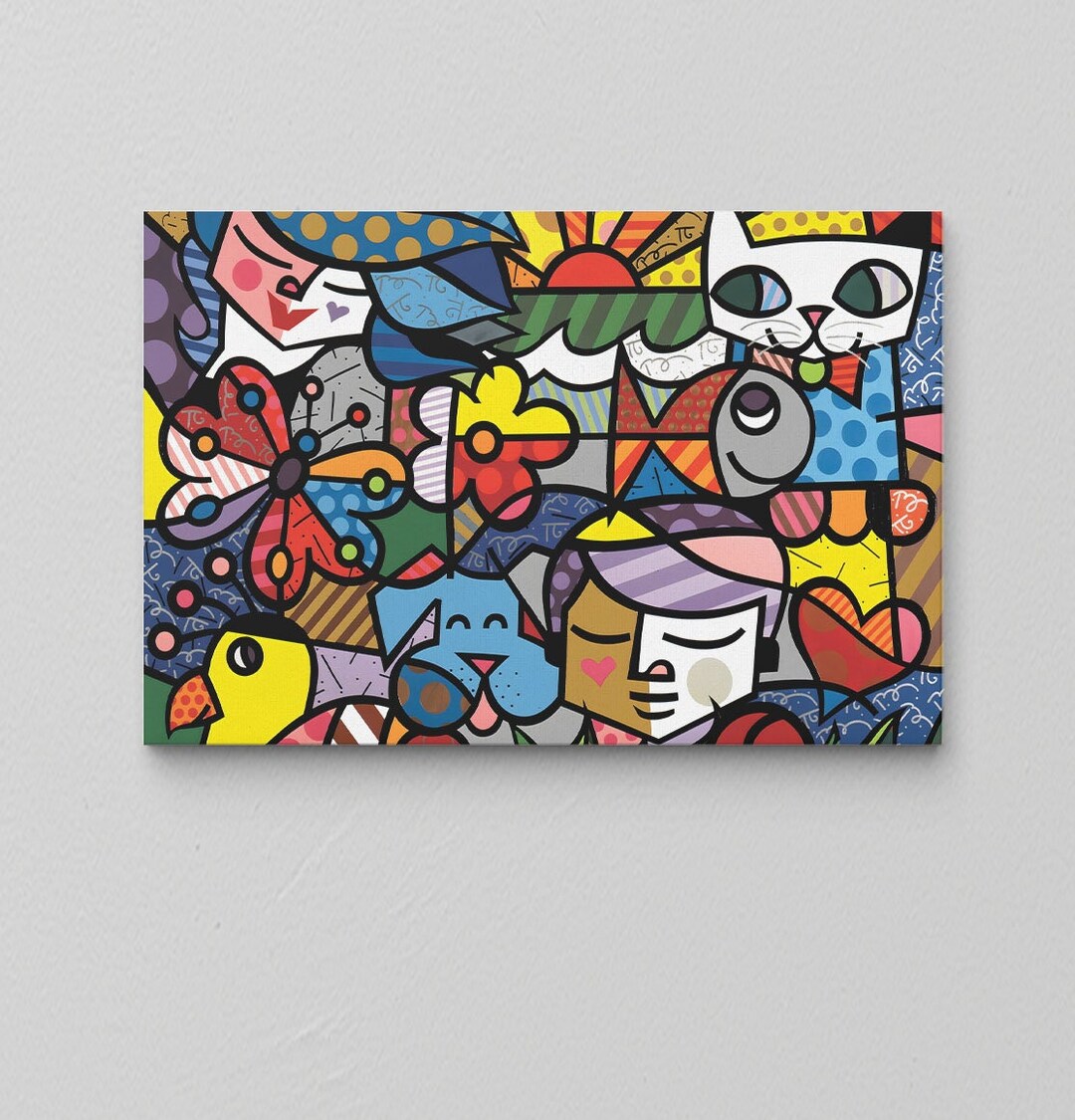Jigsaw Puzzle Canvas / Colourful Graffiti Wall Art / Abstract Face Art