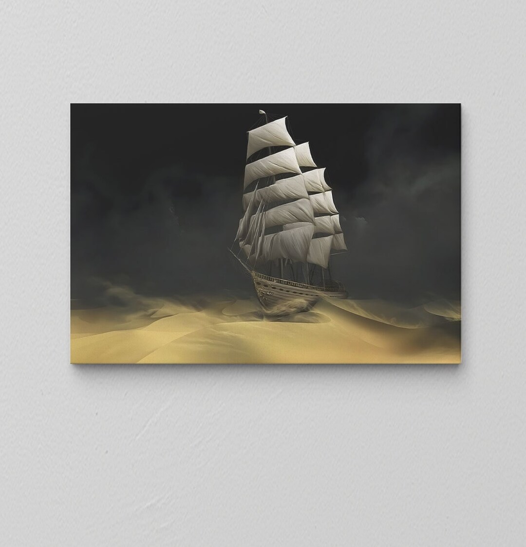 Ship Canvas Painting / Pirate Ship Canvas Art / Boat at Sea Print