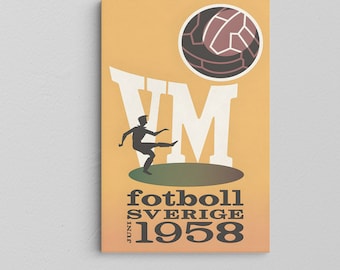 Football Sverige Juni 1958 Poster / The World Cup Poster / Vintage Football Canvas / World Cup Poster / World Cup History / Soccer Gift