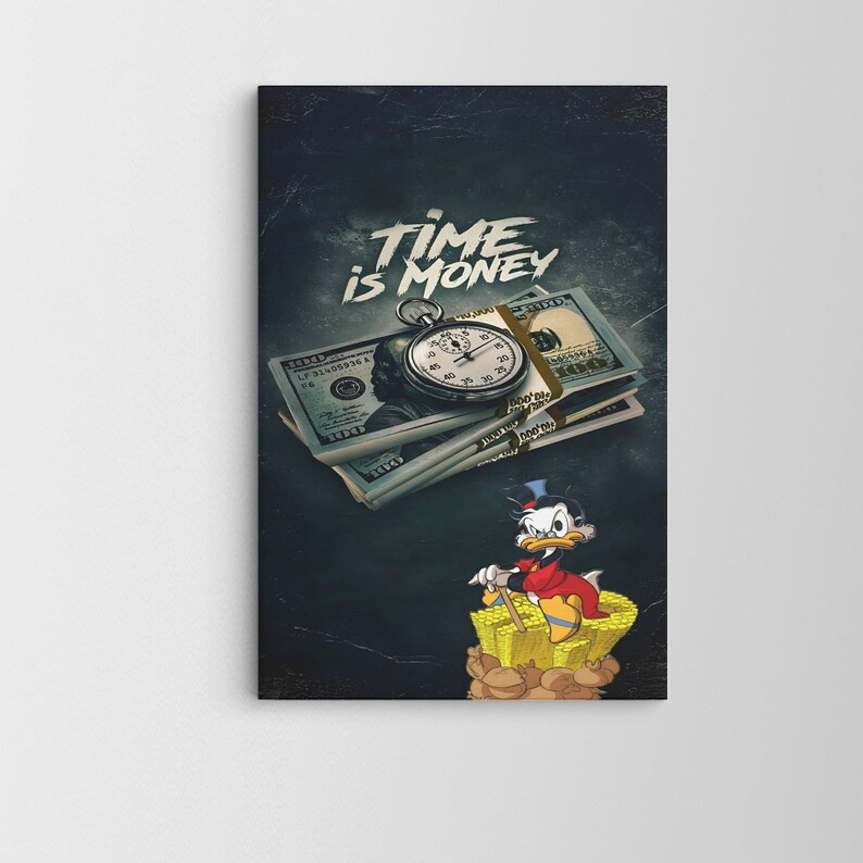 Time is Money Wall Art / Daffy Duck Canvas / Dollar Art Canvas Etsy