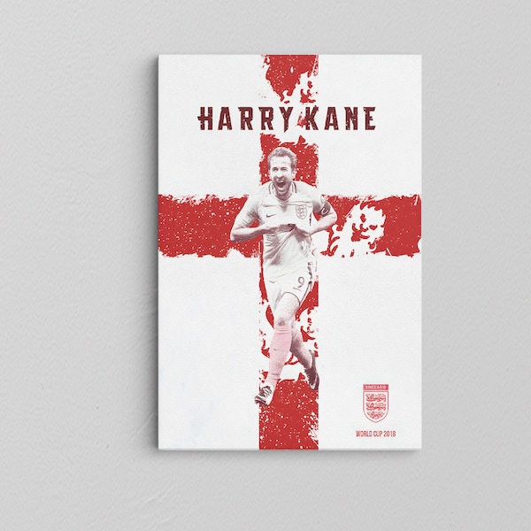 Harry Kane Poster / Harry Kane Wandbild / Geburtstagsgeschenk / Fußball Fan Geschenk / Fußball Print / Fußball Geschenk / WM Kunst / Leinwand Poster