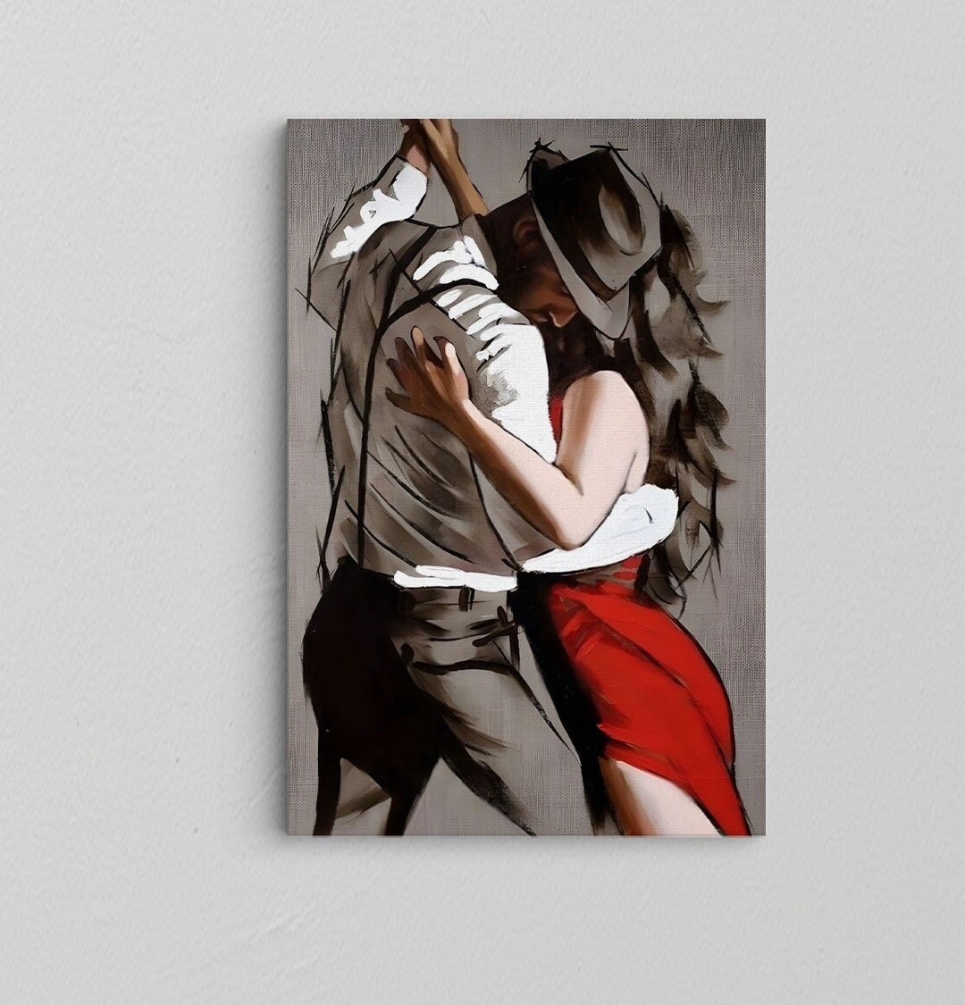 Dancing Painting Poster / Tango Couple Wall Decor / Dancing Couple