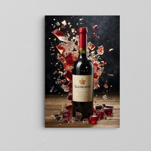 Red Wine Kitchen Decor Canvas / Large Framed Wine Print / Home Decor Wall Art / Aesthetic Room Decor / Restaurant Art / Wine Lover Gift