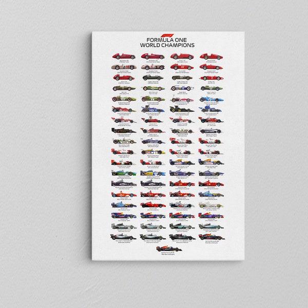 F1 Weltmeister Poster Druck / Formel 1 Poster / F1 Wandkunst / F1 WM Autos / F1 Poster Geschenk / Red Bull / Canvas Poster