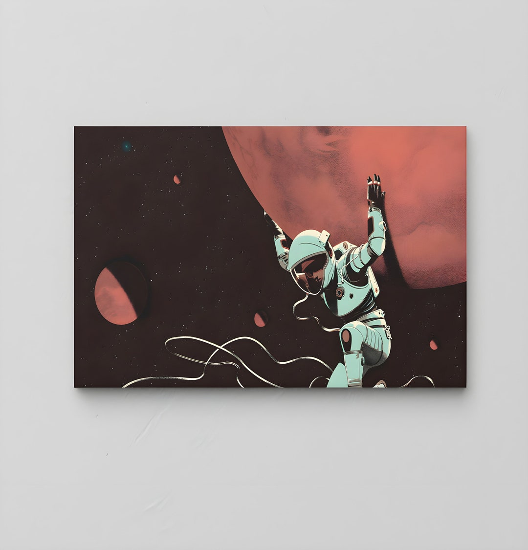 Astronaut 3D Canvas / Moon Wall Art / Space Landscape Wall Art / Banksy ...