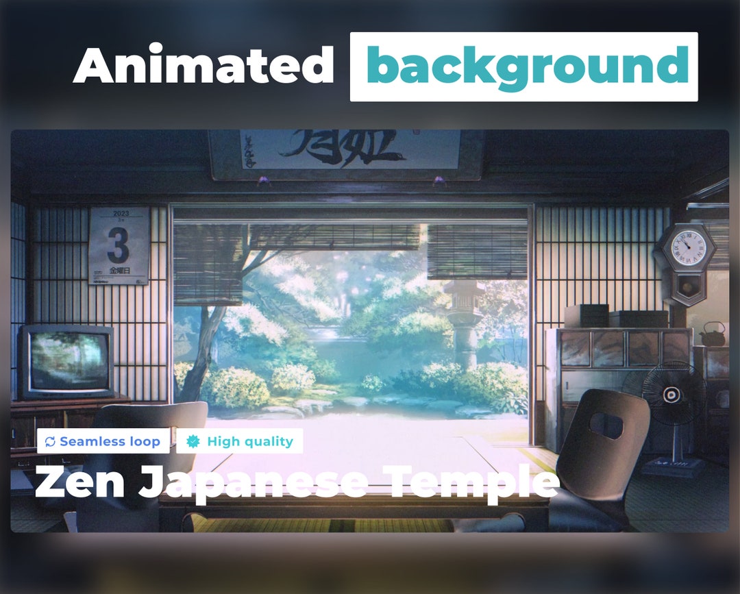ANIMATED VIRTUAL BACKGROUND Zen Japanese Temple Cozy Ambience Style ...