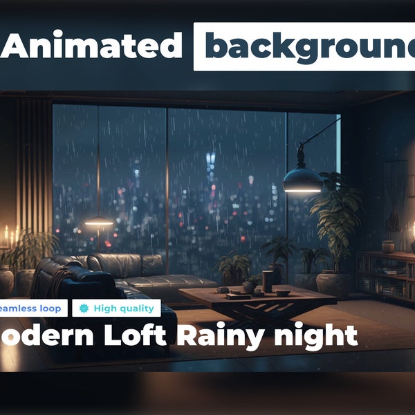 ANIMATED VIRTUAL BACKGROUND | Modern Cozy Loft | Cozy Ambience Style Looped Vtuber Twitch Stream Overlay Background