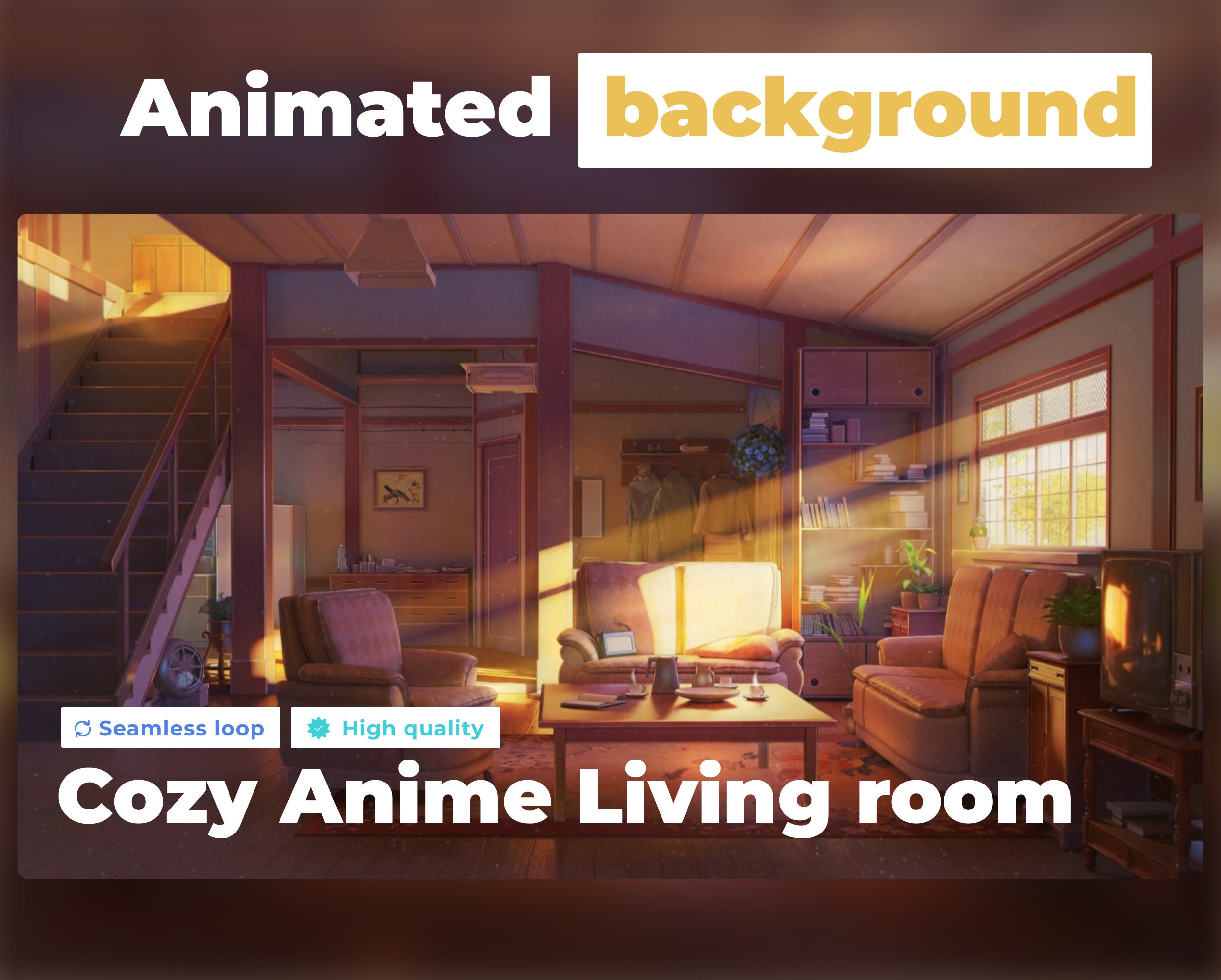ANIMATED VIRTUAL BACKGROUND Cozy Anime Living Room Cozy - Etsy