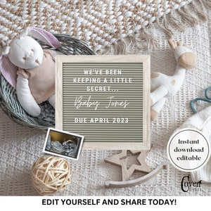 Digitale Schwangerschaftsankündigung. Social Media Gender Neutral Baby Reveal. Schwangere Ankündigung Vorlage. Instagram Facebook