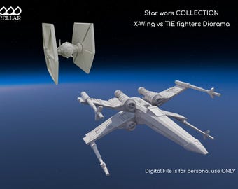 SW Episode IV X-Wing vs TIE fight Diorama |Sci-Fi Model Replica-  3D Model for 3D Printer | Digital File Only|