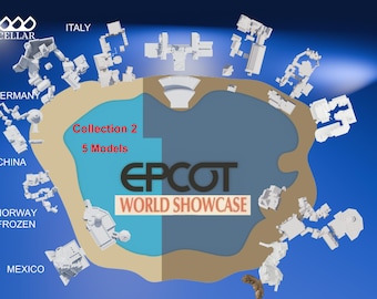 Epcot World Showcase Collection 2 -5 MODELS - The Original Theme Park Miniature Replica   | Digital File ONLY | 3D Model - 3D Printer | DIY|