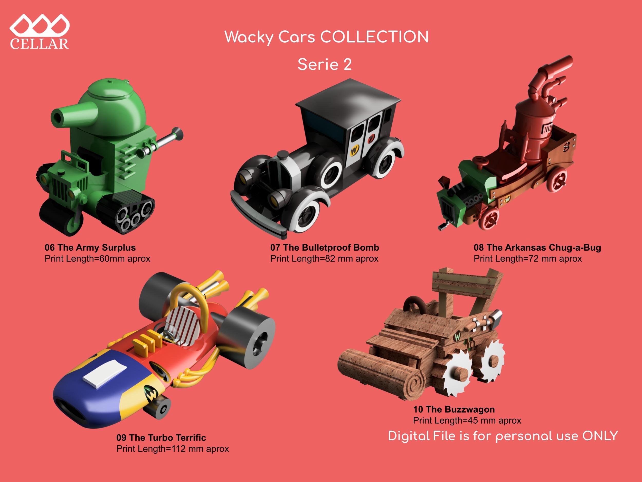 Wacky Races Cars 3D Model – Collection 2, Printer File (digital