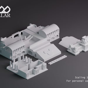 K&ouml;nnte beinhalten: Ein wei&szlig;es 3D-gedrucktes Modell eines Geb&auml;udes im Ma&szlig;stab 1 mm:1 Fu&szlig;. Das Modell ist in mehrere Teile zerlegt, die zusammengebaut werden k&ouml;nnen. Das Modell ist nur f&uuml;r den pers&ouml;nlichen Gebrauch bestimmt.