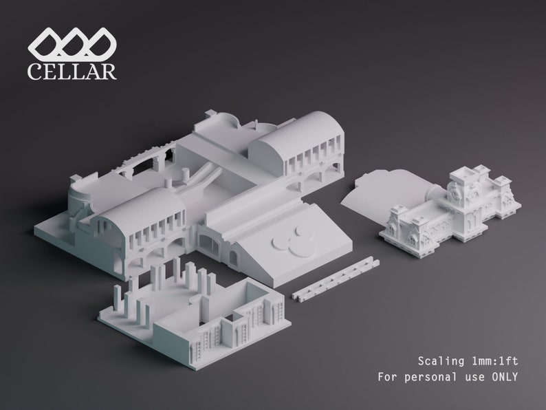 K&ouml;nnte beinhalten: Ein wei&szlig;es 3D-gedrucktes Modell eines Geb&auml;udes im Ma&szlig;stab 1 mm:1 Fu&szlig;. Das Modell ist in mehrere Teile zerlegt, die zusammengebaut werden k&ouml;nnen. Das Modell ist nur f&uuml;r den pers&ouml;nlichen Gebrauch bestimmt.