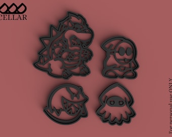 Video Game Inspired Cutter & Stamper | Bowser and Co SET | 3D Model for 3D Printer | Digital File ONLY | Air Dry Clay | Hobby | Cookies***
