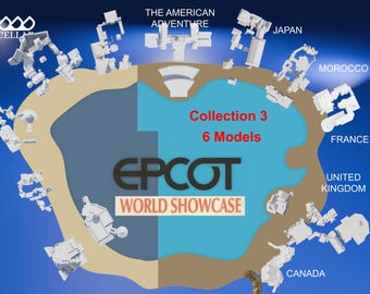 Epcot World Showcase Collection 3- 6 MODELS - The Original Theme Park Miniature Replica   | Digital File ONLY | 3D Model -3D Printer | DIY|