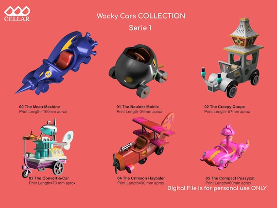 Wacky Races Cars 3D Model – Collection 1 (digital File ONLY