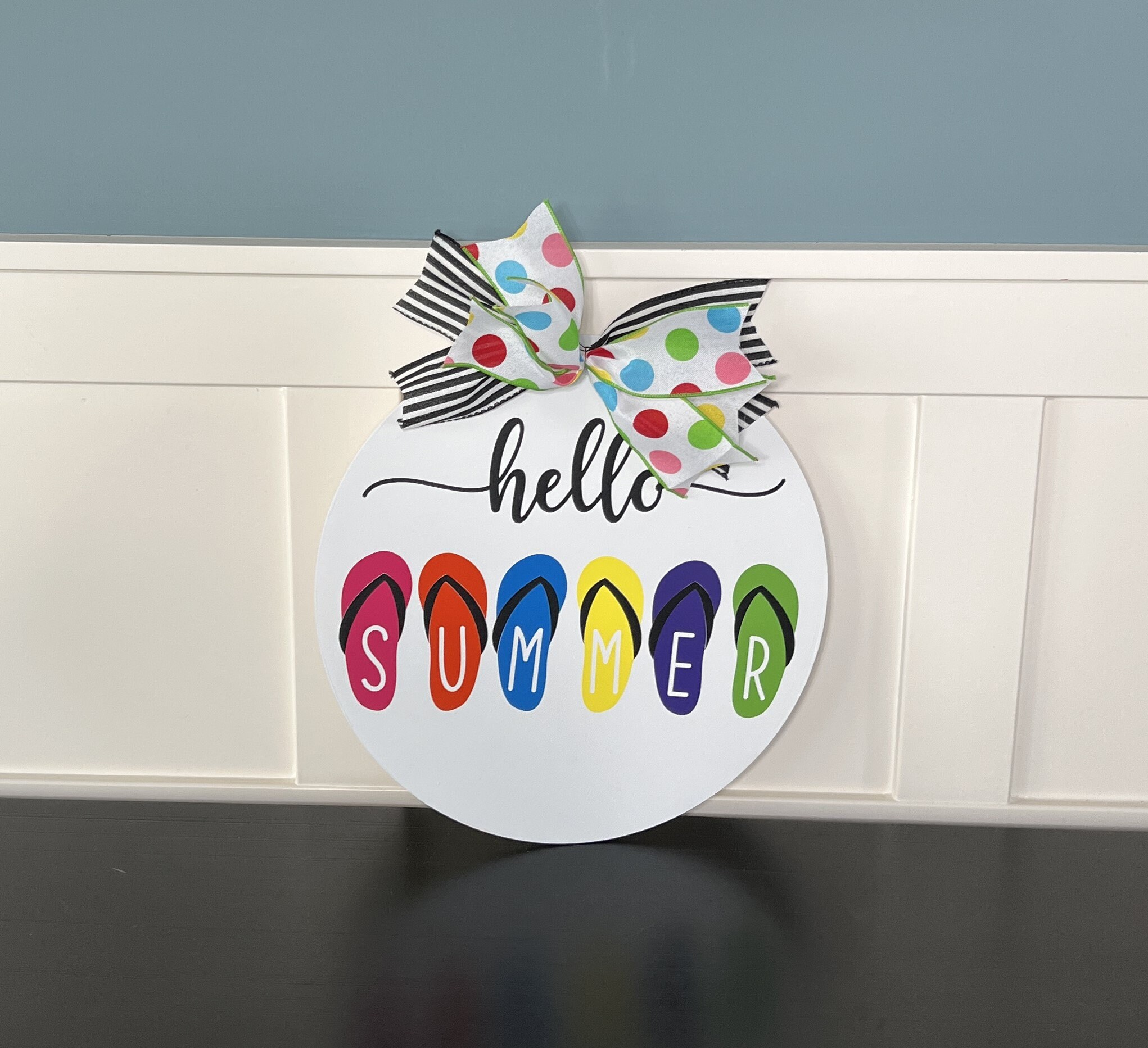 Hello Summer Door Sign, Summer Door Hanger, Sandals Door Hanger, Front ...
