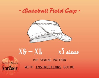 Padrão de costura em PDF de boné de campo de beisebol | Download Digital Instantâneo | Iniciante fácil | Ideia de presente costurada à mão DIY | Com guia de instruções
