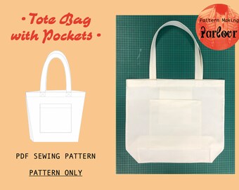 Sacola com Bolsos Padrão de Costura PDF | Download Digital Instantâneo | Iniciante fácil | Ideia de presente costurada à mão DIY | SOMENTE padrão