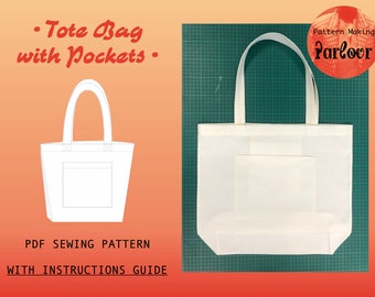 Sacola com Bolsos Padrão de Costura PDF | Download Digital Instantâneo | Iniciante fácil | Ideia de presente costurada à mão DIY | Fabricação de artesanato