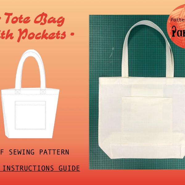Tote Bag with Pockets PDF Sewing Pattern | Instant Digital Download | Easy Beginner | DIY Handmade Sewn Gift Idea | Craft Making