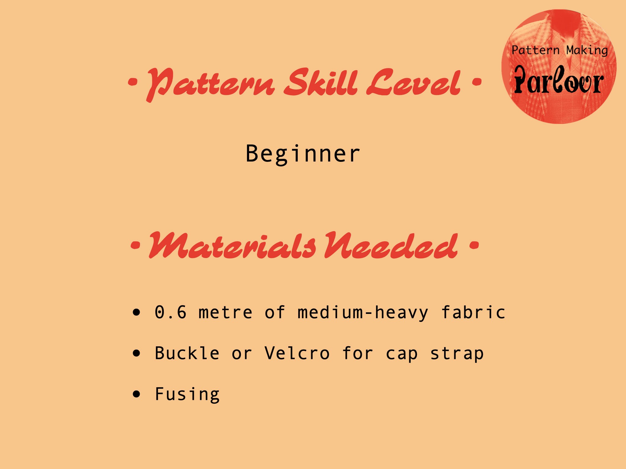 Baseball Field Cap Sewing Pattern | DIY Beginner, 5 Sizes (PDF Pattern ...