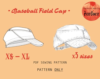 Padrão de costura em PDF de boné de campo de beisebol | Download Digital Instantâneo | Iniciante fácil | Ideia de presente costurada à mão DIY | SOMENTE padrão