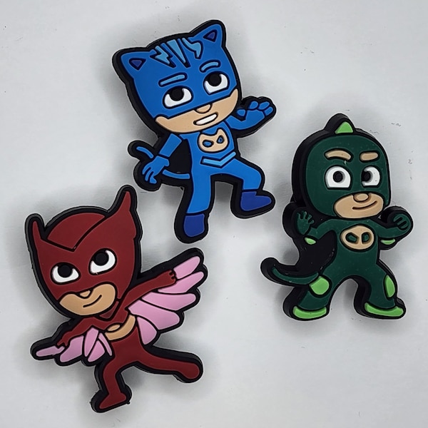 Spirited Charms Inspired by PJ Masks for Crocs | Character Shoe Charms for Crocs | PVC Croc Accessory | Fun Enjoyable Accessories for Shoes