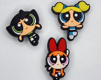 Charms Inspired by Super Powered Sisters for Crocs | Vivid PVC Clogs Charms Motivated by superhero girls | Girly Croc Accessories | Sister