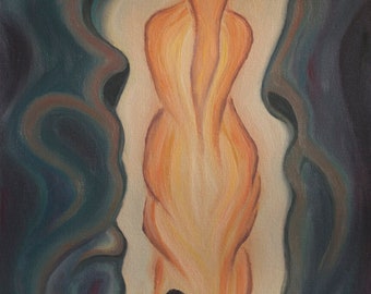 In the shadow of fears or in the flame of dreams | original oil painting on stretched linen canvas | fine art | hand-painted | one of a kind