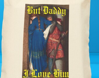 But Daddy I Love Him, Hellelil and Hildebrand Tote Bag, Meeting on the Turret Stairs by Frederic William Burton Renaissance Art Tote