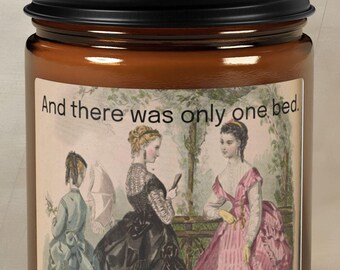 And There Was Only One Bed Book Trope Candle, Vintage-Inspired Victorian Era Scented Soy Candle - Jane Austen inspired merch, gifts for her