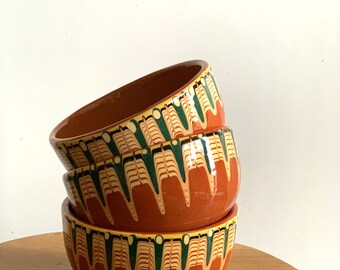 Vintage, handmade, terracotta bowls.