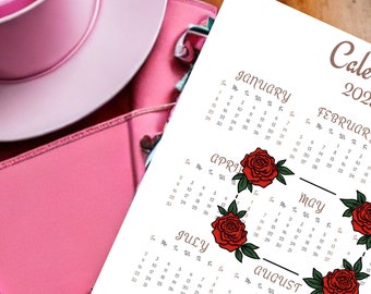 Rose Themed Printable Planner, Calendar, and Organizer