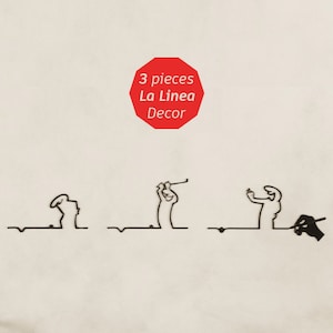 La Linea 3 pieces Wall Decor ''Golf'' - La Linea Inspired Art - Cartoon Decor - Funny Wall Decor- La Linea Wall Art - Nostalgic Art