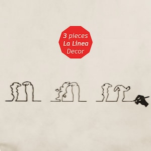 La Linea 3 Stück Wanddekoration &#39;&#39;Liebhaber &#39;&#39; - La Linea Inspirierte Kunst - La Linea Ornament - Geschenk für Liebhaber - La Linea Wand Kunst - Minimalistisches Dekor