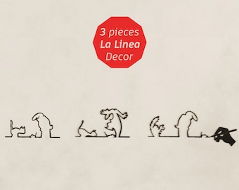 La Linea Cat and Mouse Plexiglass Wall Decor - 3 Piece Minimalist Art
