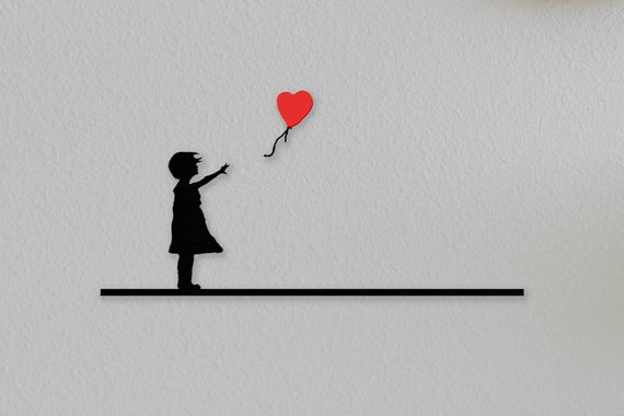 BANKSY FLOATING BALLOON GIRL VINYL MUUR ART DECAL STICKER 125CM (H) X 45CM (B) door WALL STICKER WORLD