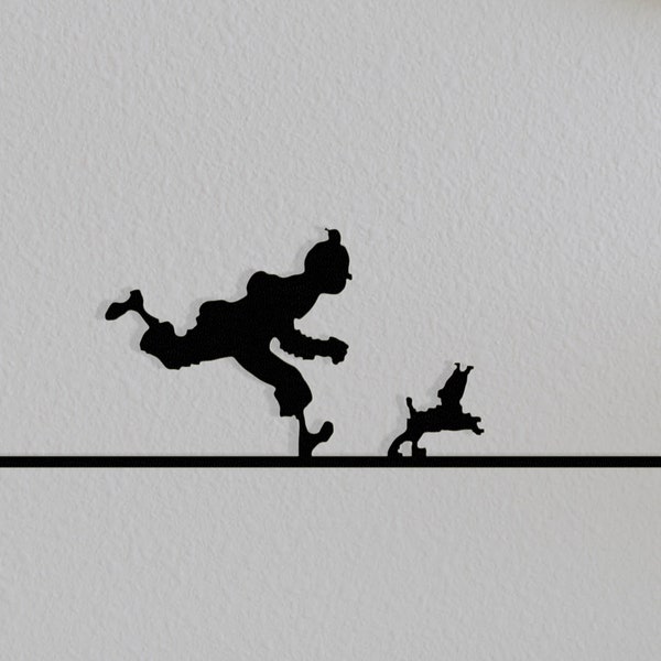 Kuifje Wall Decor - De avonturen van Kuifje - Cartoon Decor - Hedendaagse kunst - Minimalistische wanddecoratie - Woondecoratie - Cadeau voor thuis